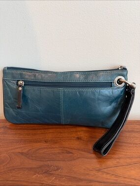 Sophia Visconti Teal Leather Wristlet Clutch